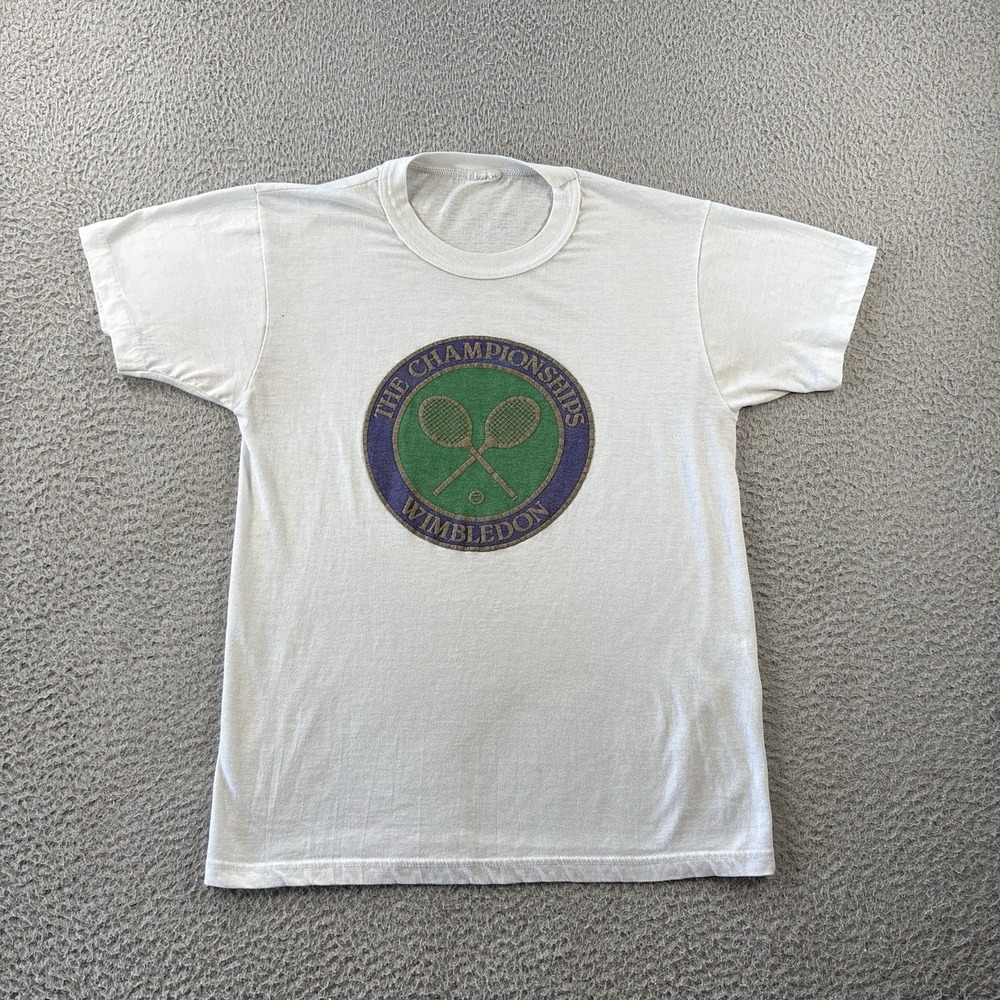 Vintage Wimbledon The Championships T Shirt Adult Small White 70s 80s
